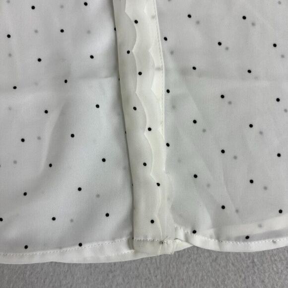 Elle Blouse Womens XS Button Up White Sheer Polka Dot Long Sleeve Office Career - Picture 7 of 12
